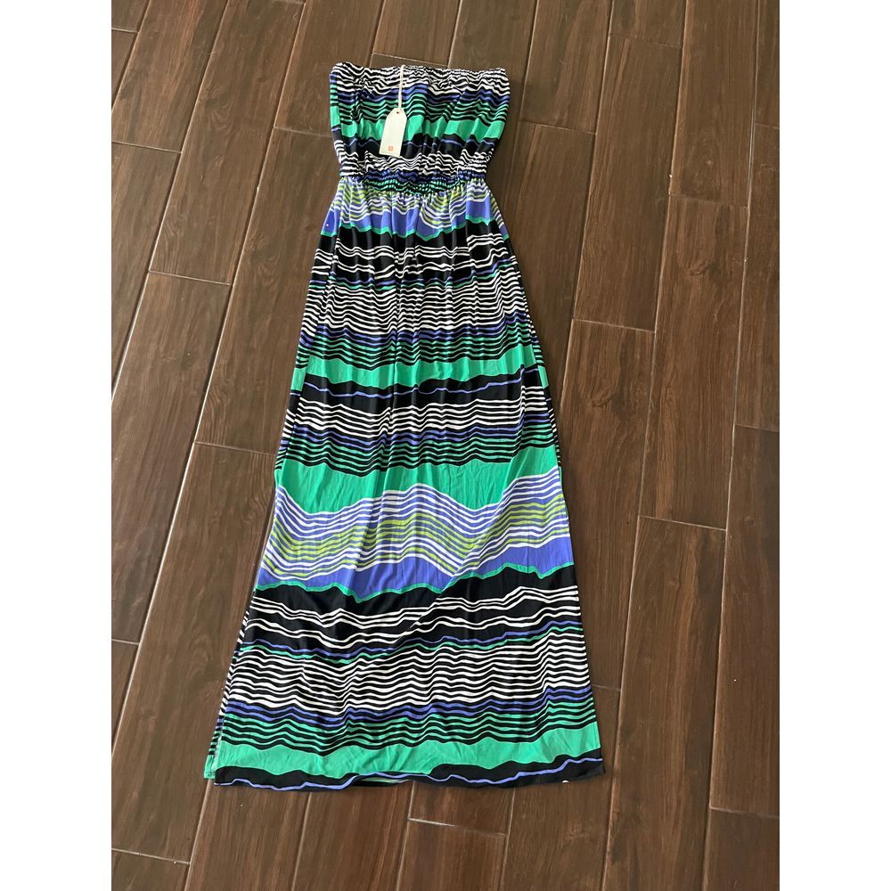 NWT Tori Richard Honolulu dress  Soundwave Strapless Long Peacock XS